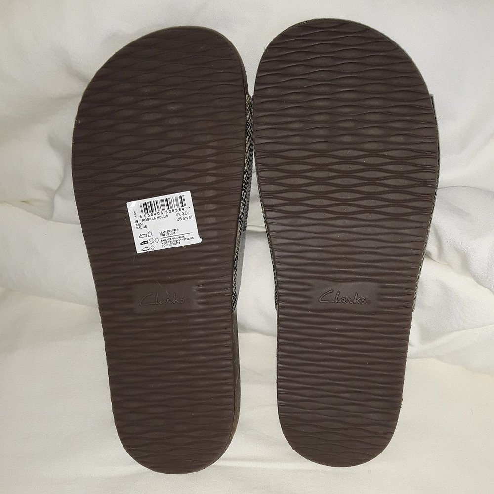 NWB Clarks Unstructured Slides Rosilla Hollis Sage Snake Size 5.5 M - Picture 2 of 6